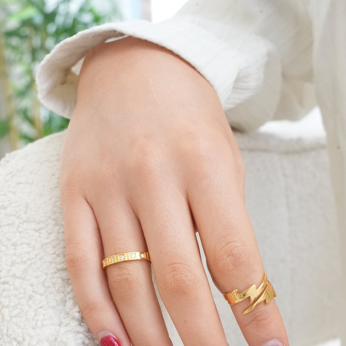 Block Stone Ring - Gold