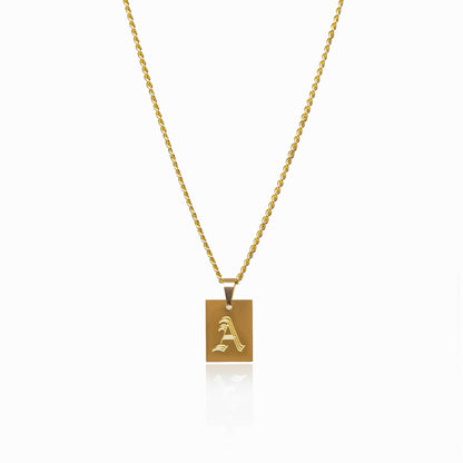 Personalised Old English Letter Necklace - Gold