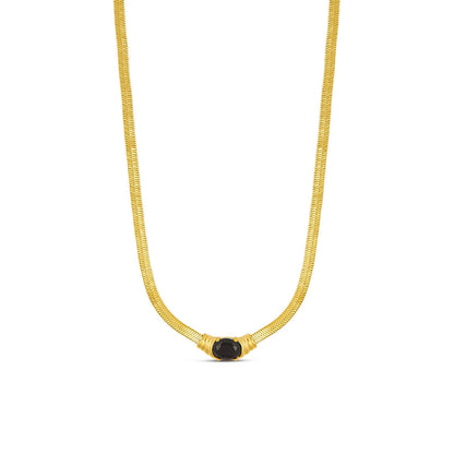 Onyx Gem Snake Chain Necklace - Gold