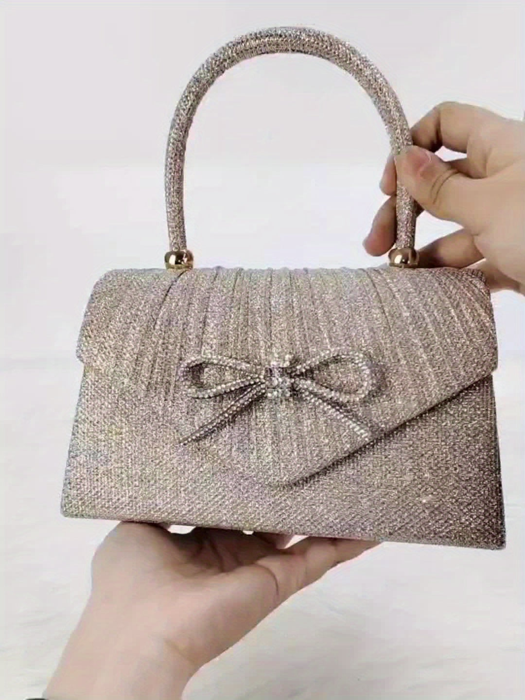 4-in-1: Glitter Clutch Bag, Removable Strap, Magnetic Closure, Lined