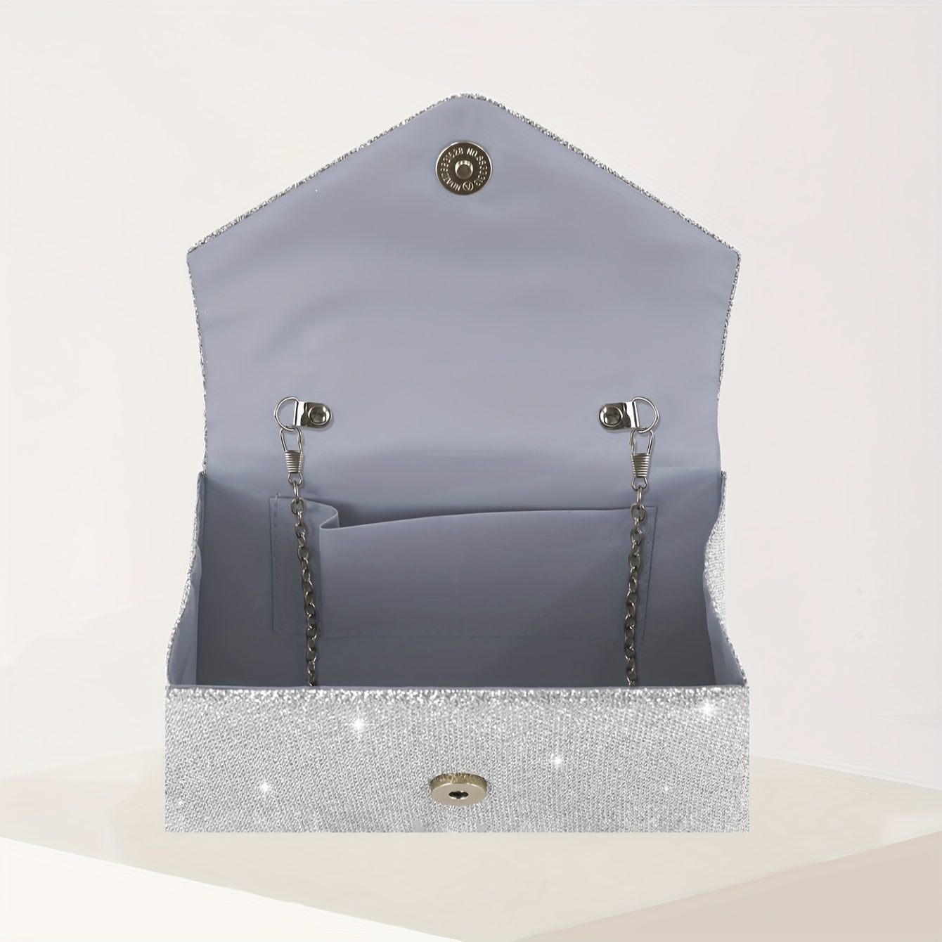 4-in-1: Glitter Clutch Bag, Removable Strap, Magnetic Closure, Lined