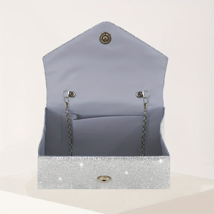 4-in-1: Glitter Clutch Bag, Removable Strap, Magnetic Closure, Lined