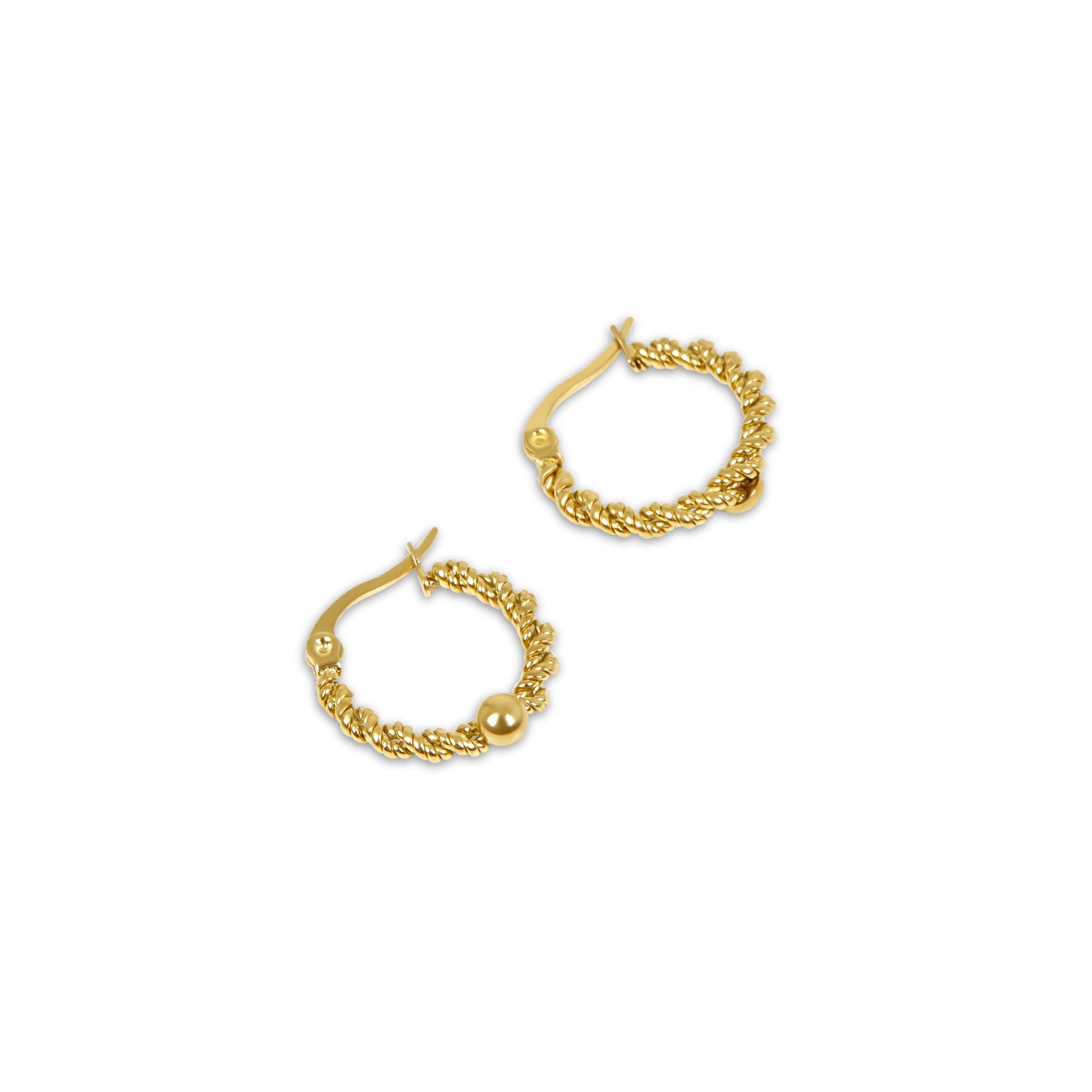 Twisted Rope Hoop Earrings - Gold