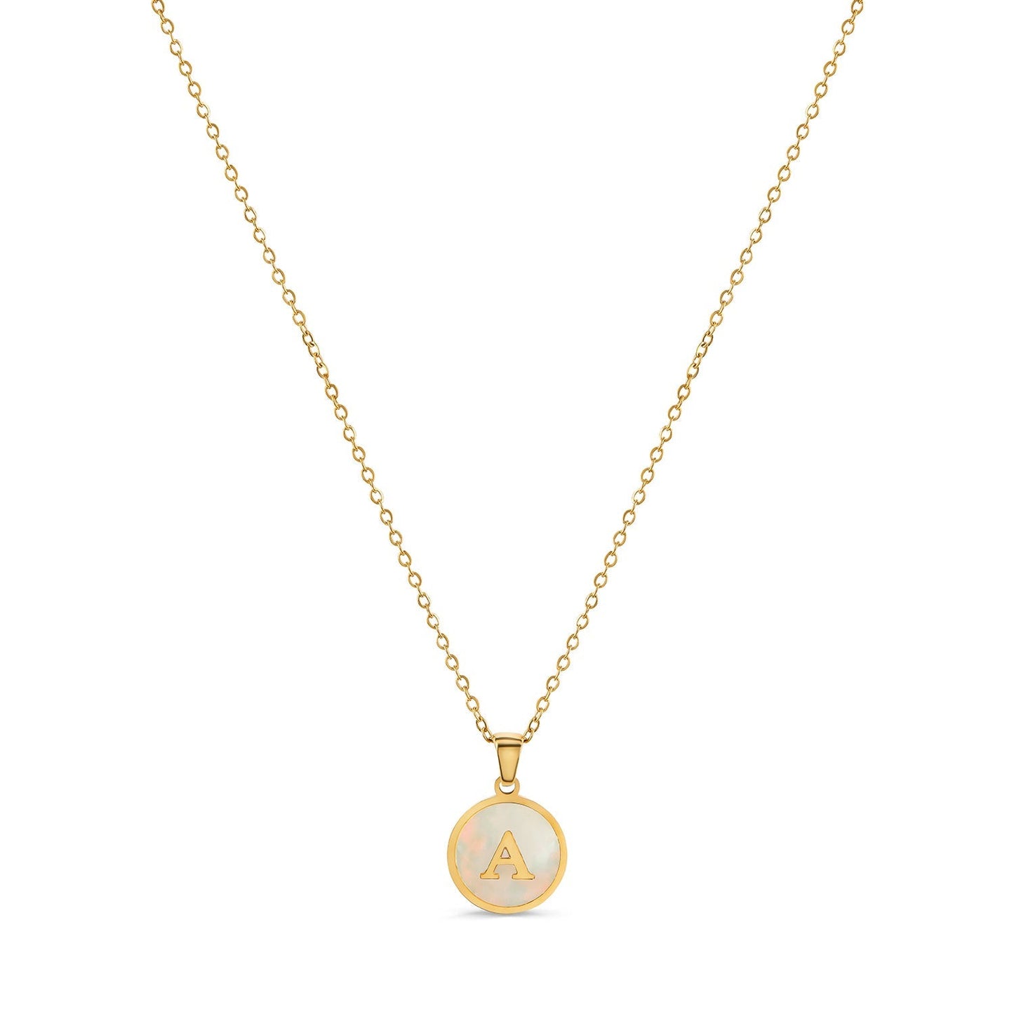 Marble Initial Necklace - Gold