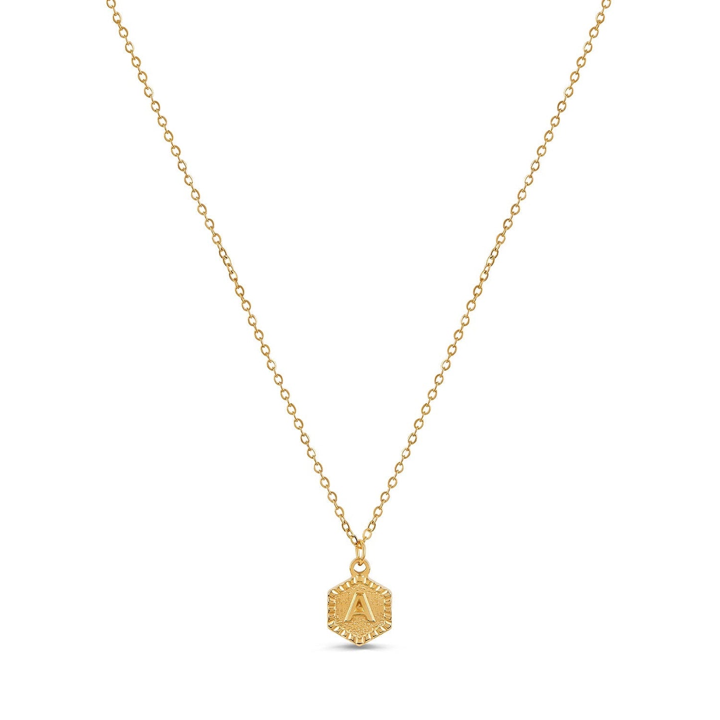 Hex Initial Necklace - Gold