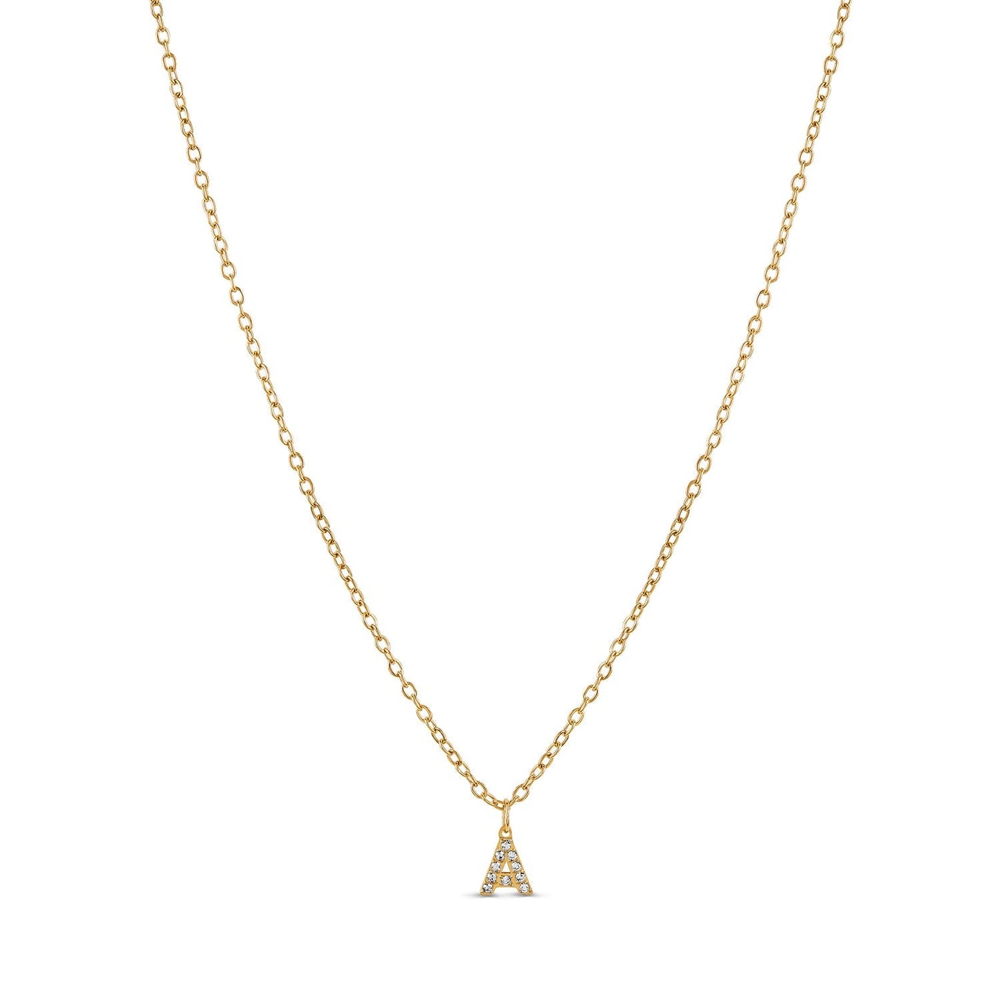 Stone Initial Necklace - Gold