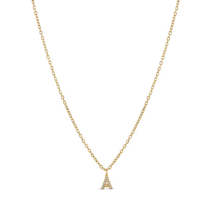 Stone Initial Necklace - Gold