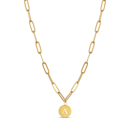 Engraved Clip Chain Initial Necklace - Gold