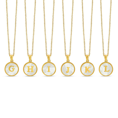 Marble Initial Necklace - Gold
