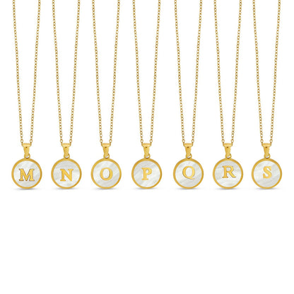 Marble Initial Necklace - Gold