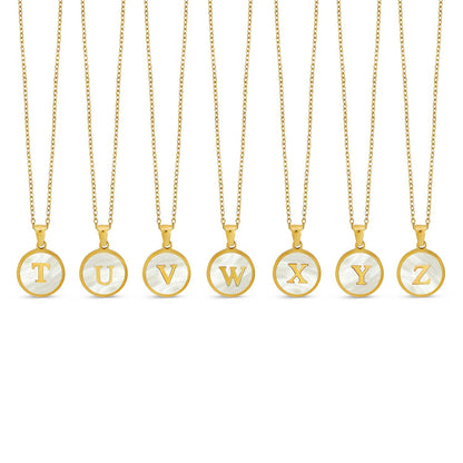 Marble Initial Necklace - Gold