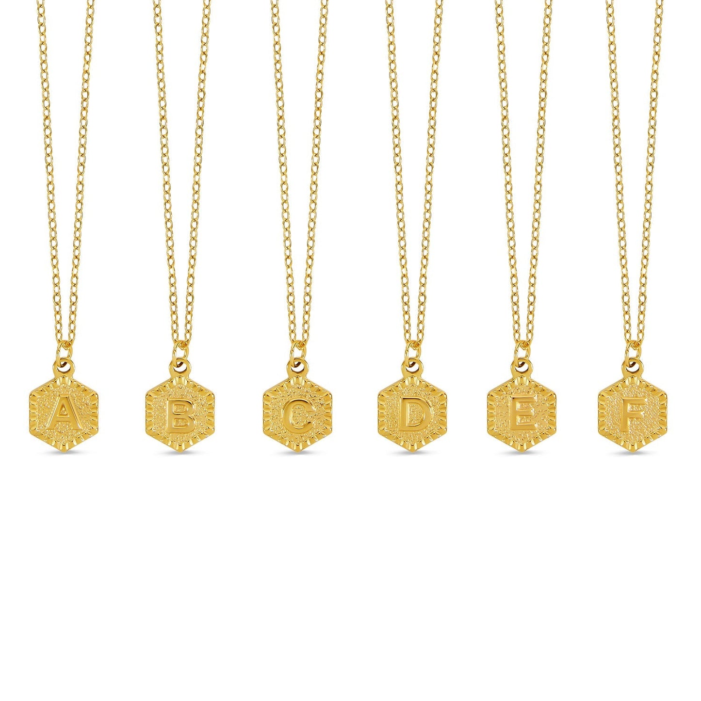 Hex Initial Necklace - Gold