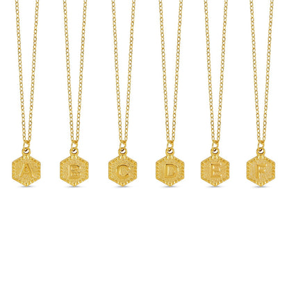 Hex Initial Necklace - Gold