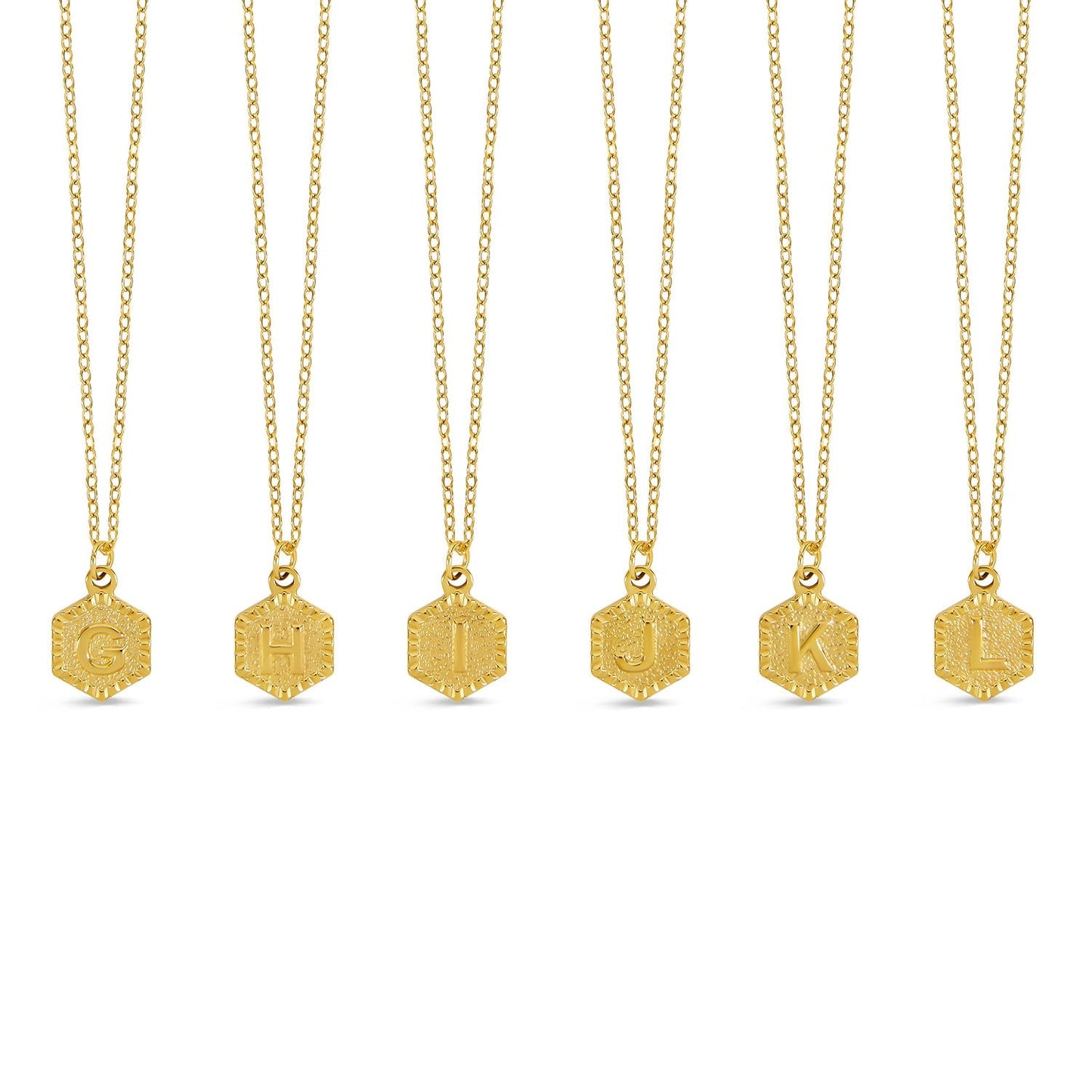 Hex Initial Necklace - Gold