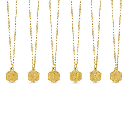 Hex Initial Necklace - Gold
