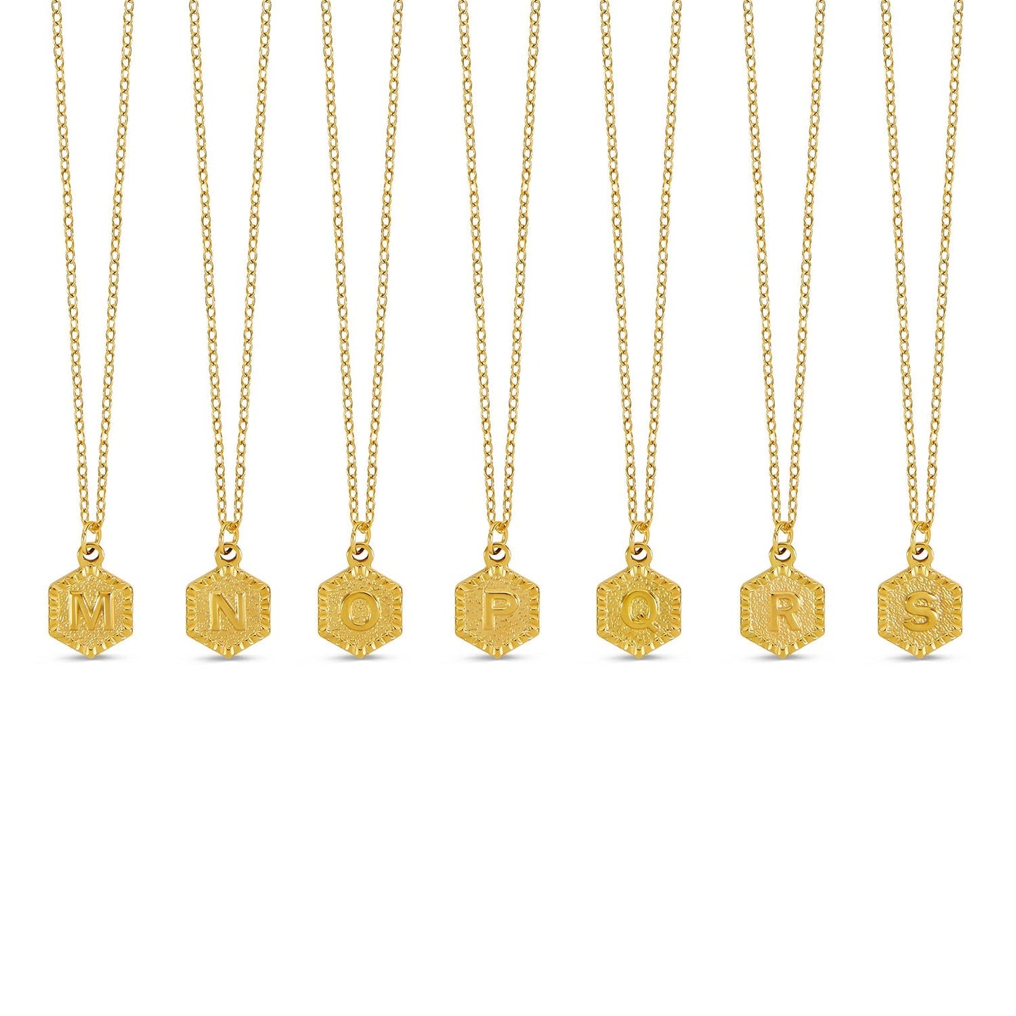 Hex Initial Necklace - Gold