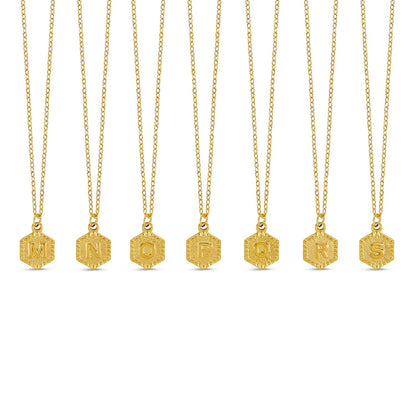 Hex Initial Necklace - Gold