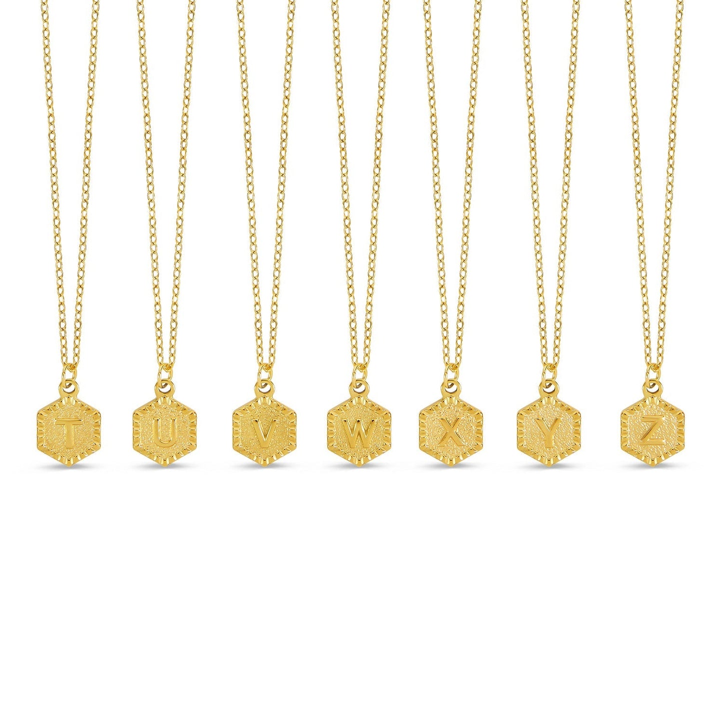 Hex Initial Necklace - Gold