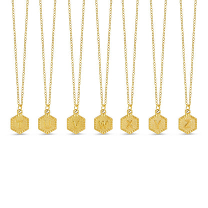 Hex Initial Necklace - Gold