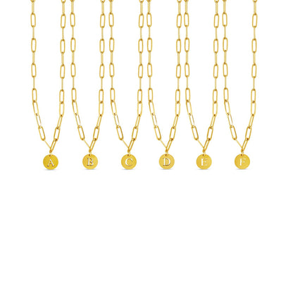Engraved Clip Chain Initial Necklace - Gold