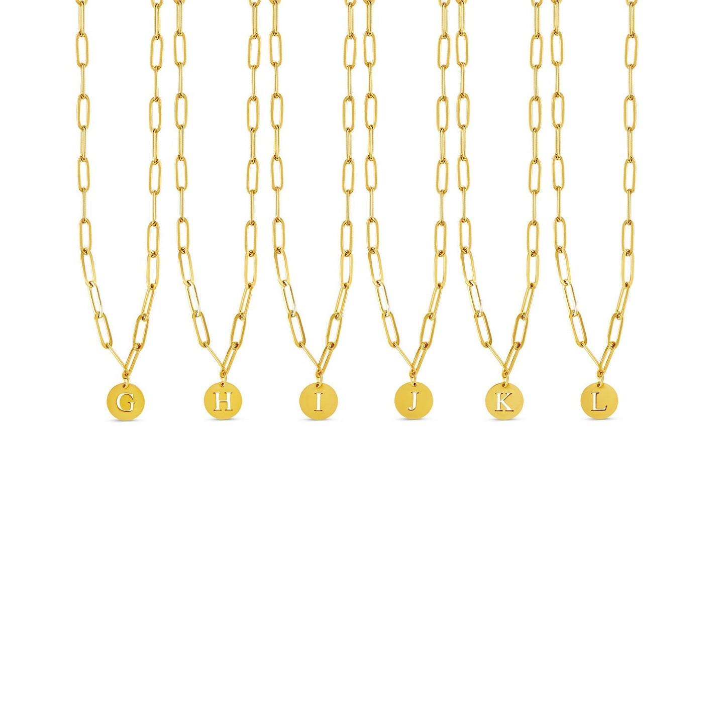 Engraved Clip Chain Initial Necklace - Gold