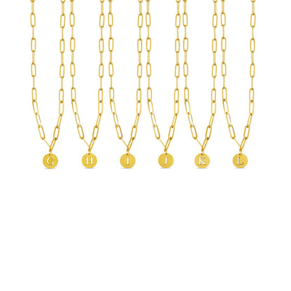 Engraved Clip Chain Initial Necklace - Gold