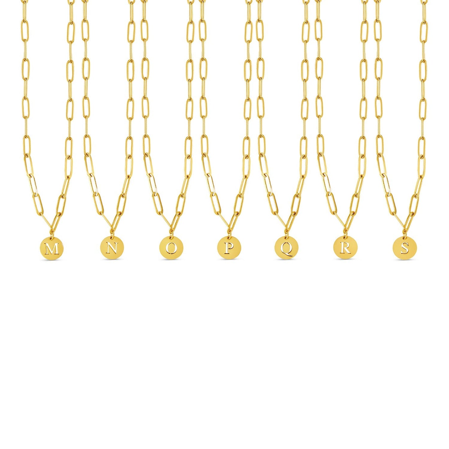 Engraved Clip Chain Initial Necklace - Gold