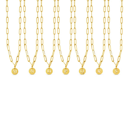 Engraved Clip Chain Initial Necklace - Gold