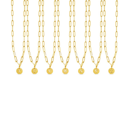 Engraved Clip Chain Initial Necklace - Gold