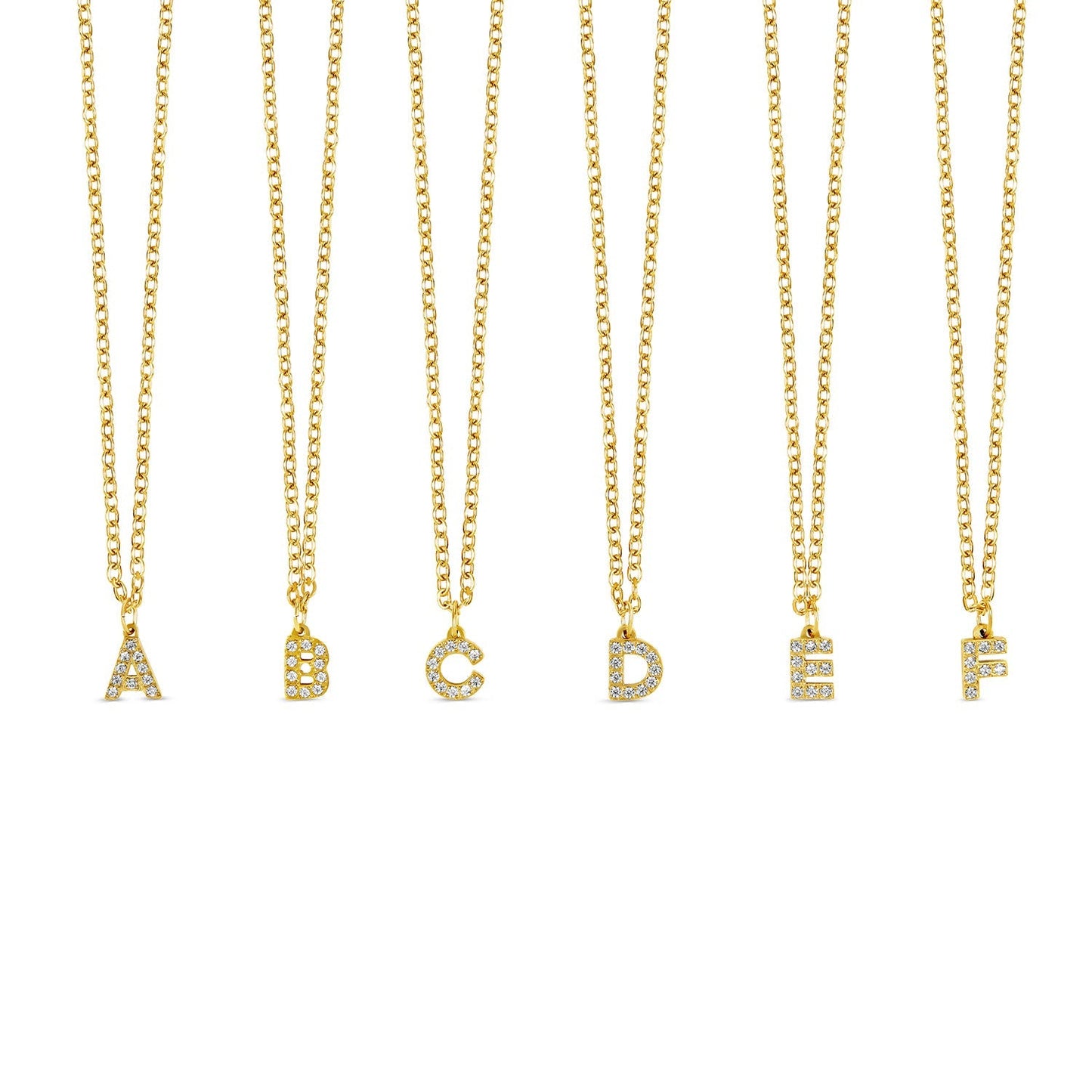 Stone Initial Necklace - Gold