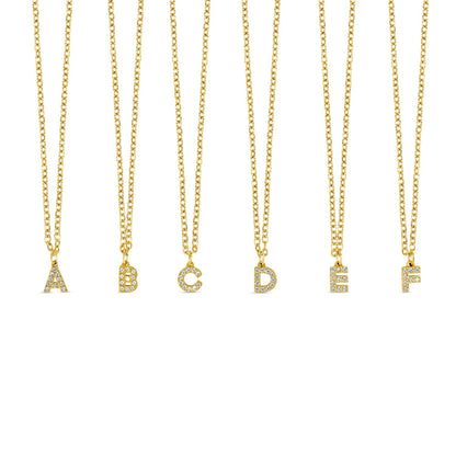 Stone Initial Necklace - Gold