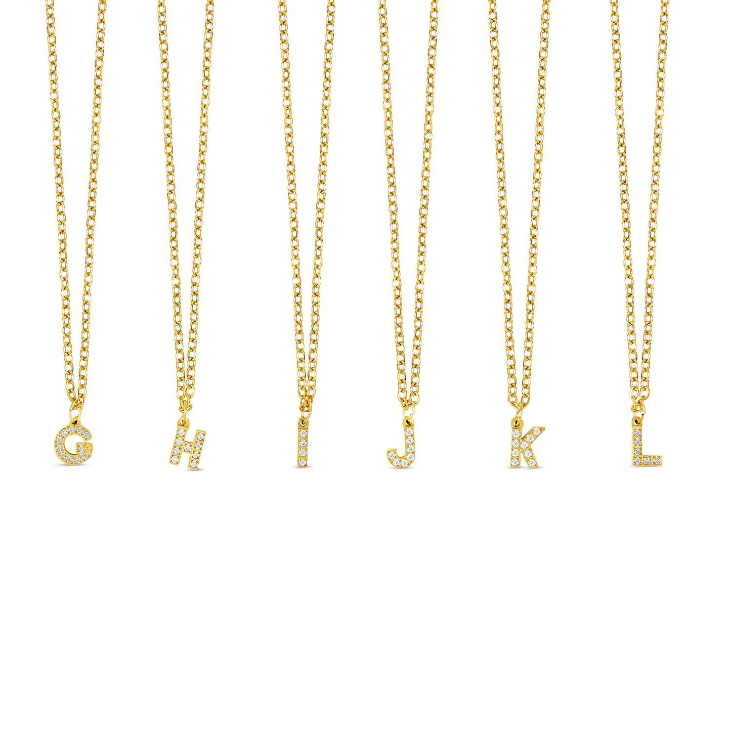 Stone Initial Necklace - Gold