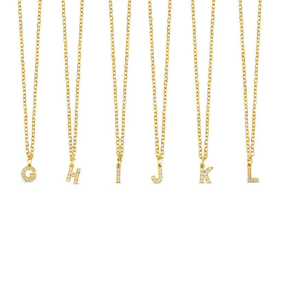 Stone Initial Necklace - Gold