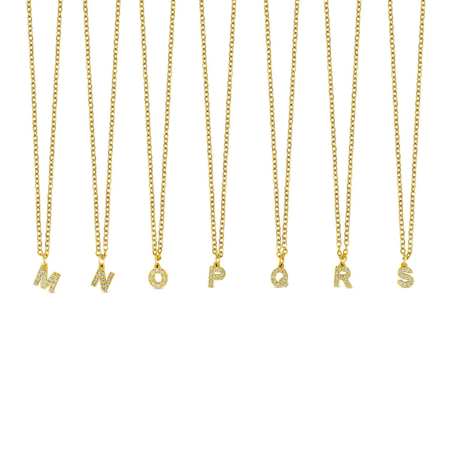 Stone Initial Necklace - Gold
