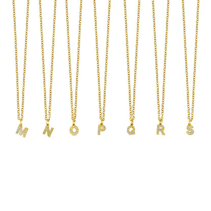 Stone Initial Necklace - Gold