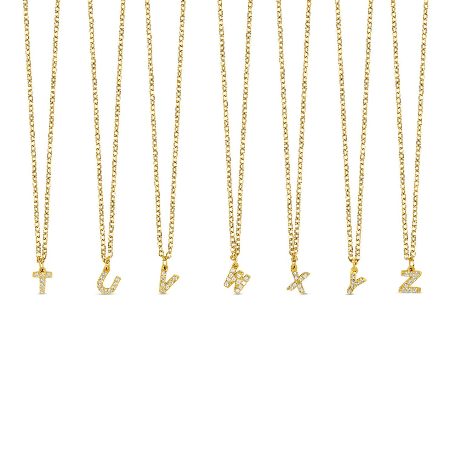 Stone Initial Necklace - Gold