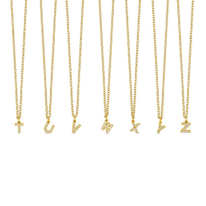 Stone Initial Necklace - Gold