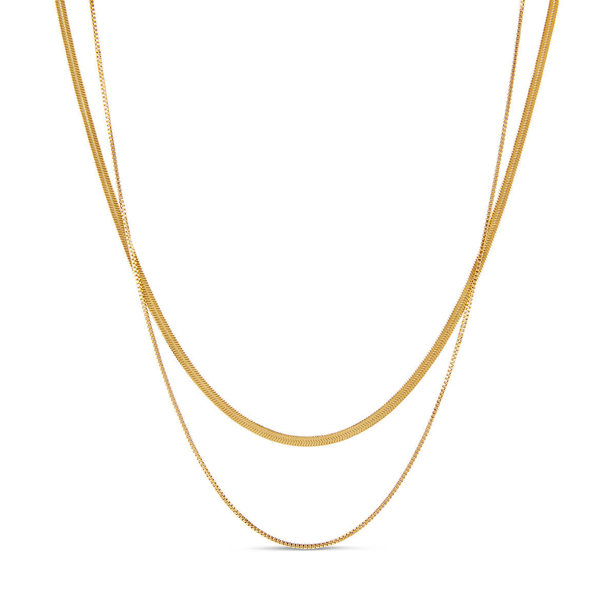 Snake Double Chain Necklace - Gold