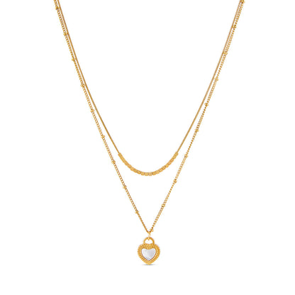 Marble Heart Layered Necklace - Gold