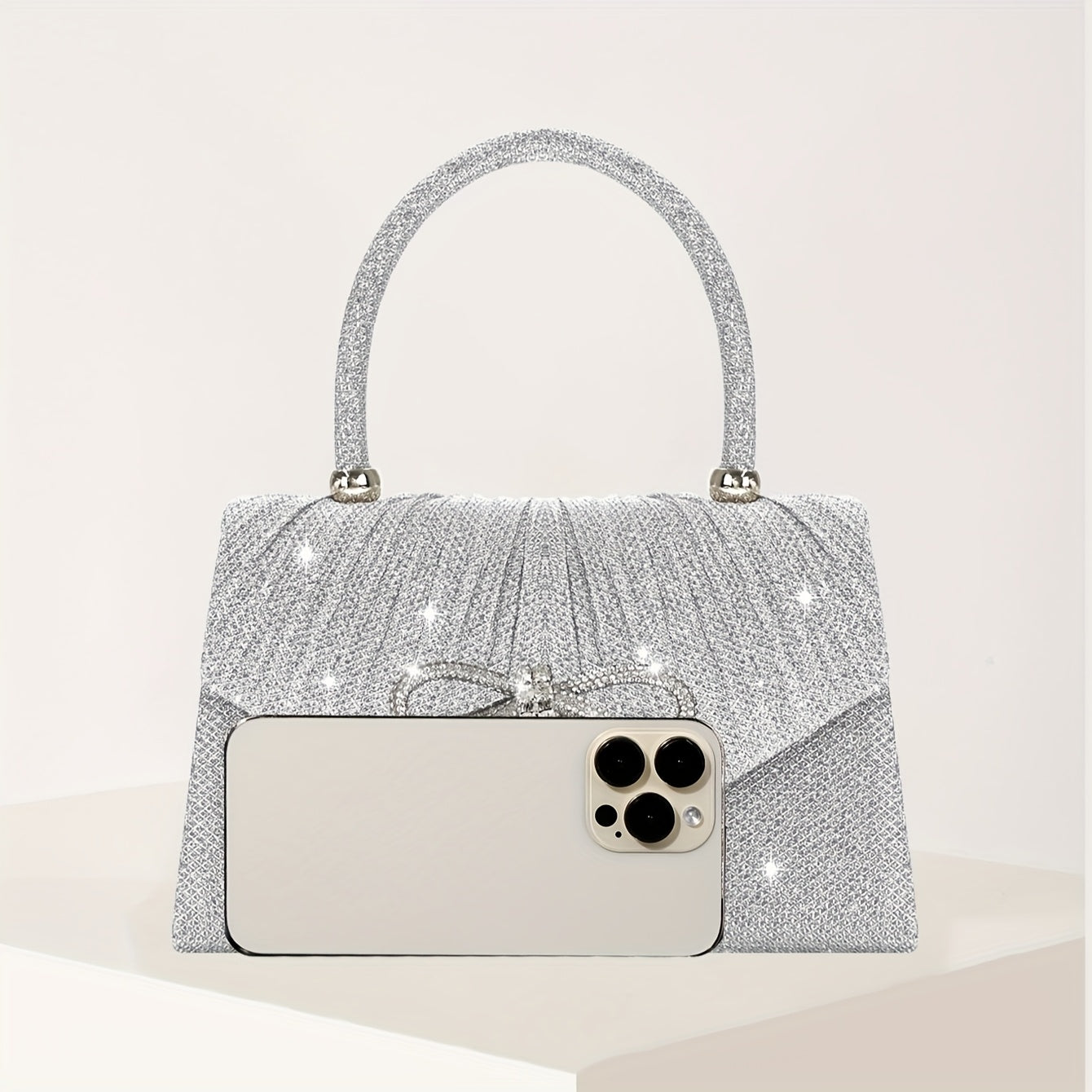 4-in-1: Glitter Clutch Bag, Removable Strap, Magnetic Closure, Lined