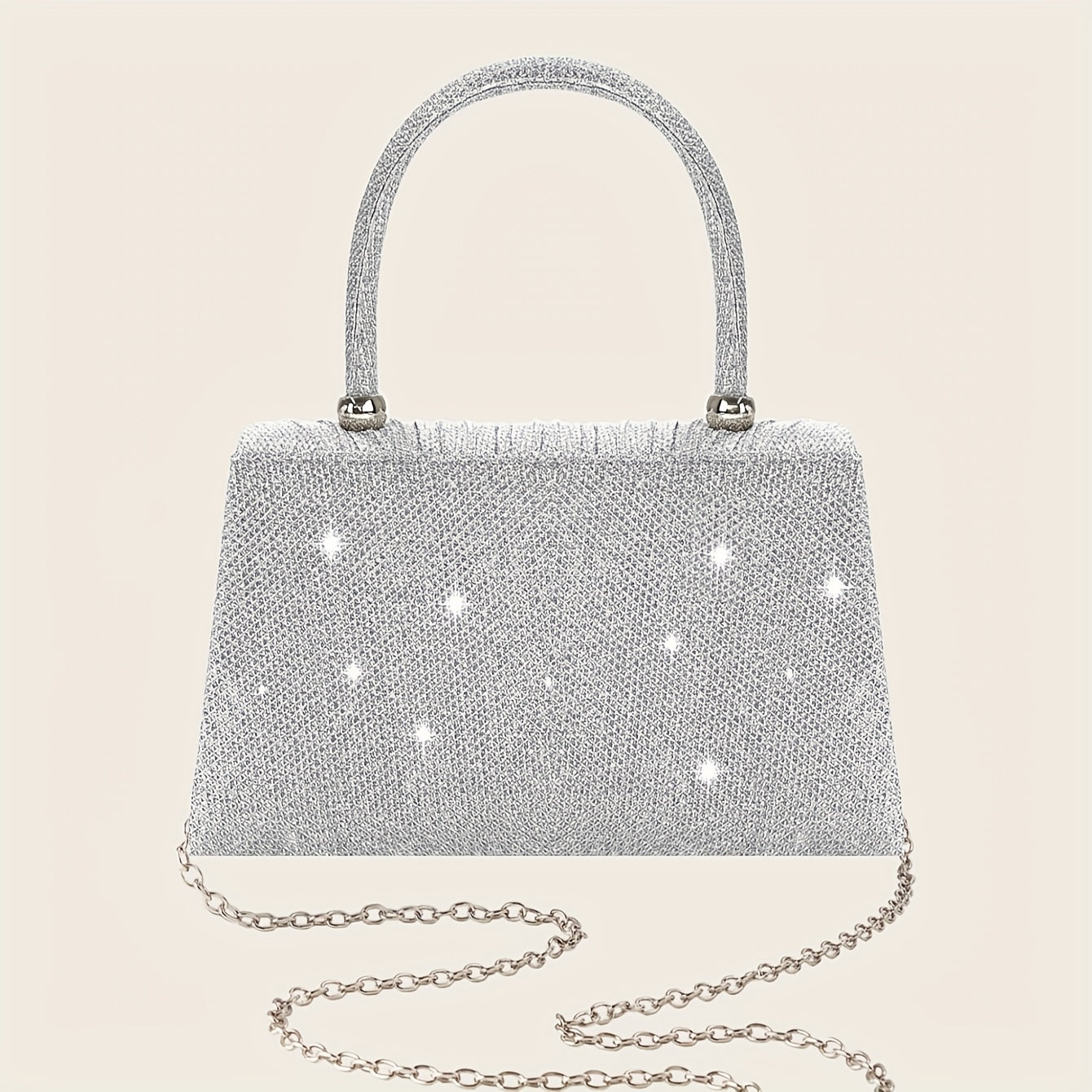 4-in-1: Glitter Clutch Bag, Removable Strap, Magnetic Closure, Lined