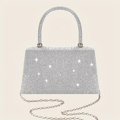 4-in-1: Glitter Clutch Bag, Removable Strap, Magnetic Closure, Lined