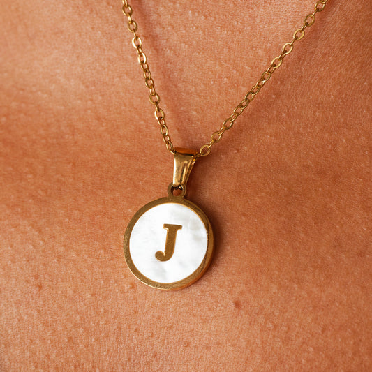 Marble Initial Necklace - Gold