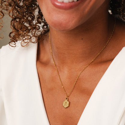 Hex Initial Necklace - Gold