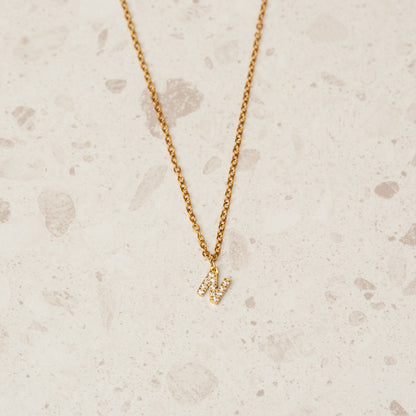 Stone Initial Necklace - Gold