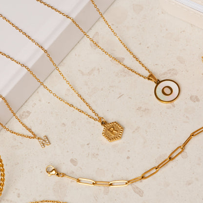 Hex Initial Necklace - Gold