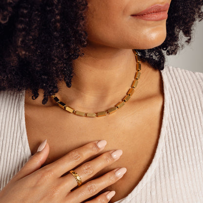 Rectangle Chain Necklace - Gold