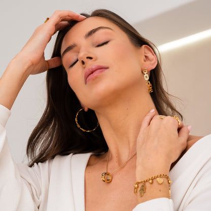 Hamsa Heart Charm Chain Bracelet - Gold