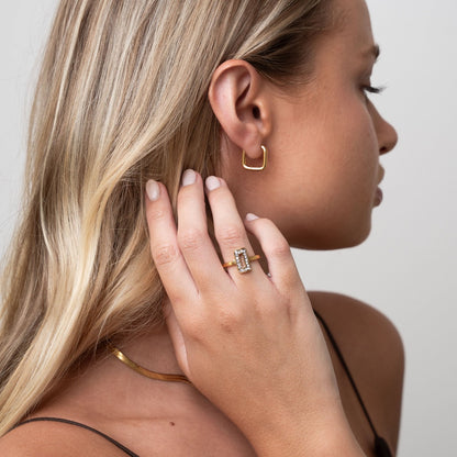 Square Huggie Hoop Earring - Gold