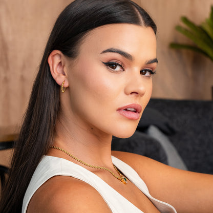 Twisted Rope Hoop Earrings - Gold